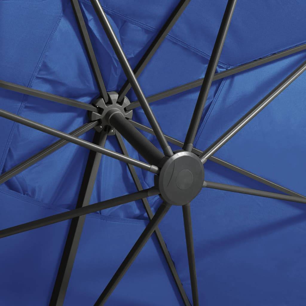 Helloshop26 - Parasol meuble de jardin déporté avec mât et lumières led 300 cm bleu azur - Imagen 8