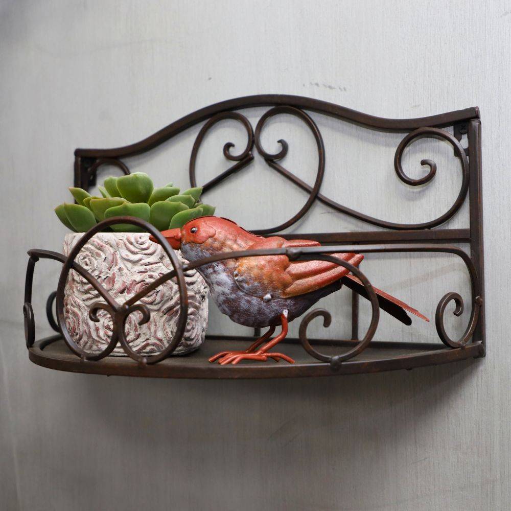 ~ Etagère murale en métal marron 38 x 17 x 21cm Chemin de campagne - Imagen 2