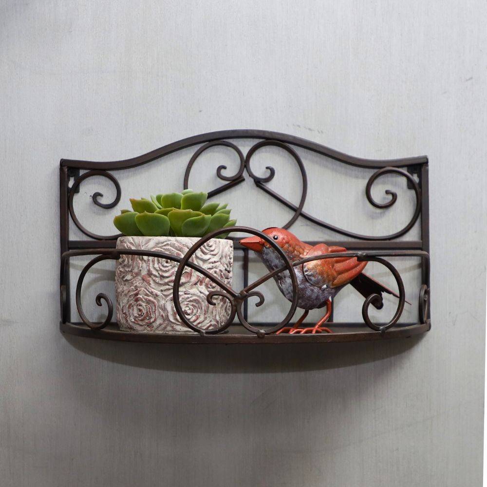 ~ Etagère murale en métal marron 38 x 17 x 21cm Chemin de campagne - Imagen 3
