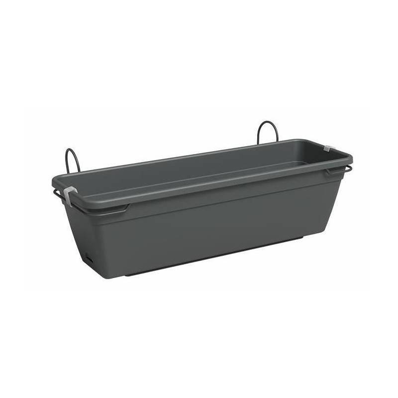 Kit Balcon Jardiniere - Plastique - Anthracite - Rectangulaire - L60 X P20 X H17cm - Artevasi - Image 1
