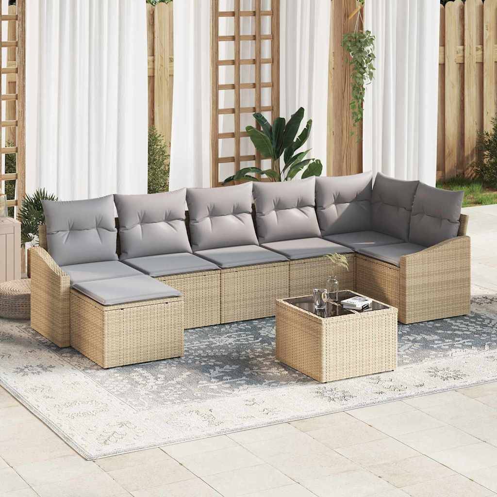 ComfortXL - Salon de Jardin 6 Places en Polyrotin avec Table Hauteur Réglable et Rangement Intégré Beige – ComfortXL Outdoor Living - Image 1