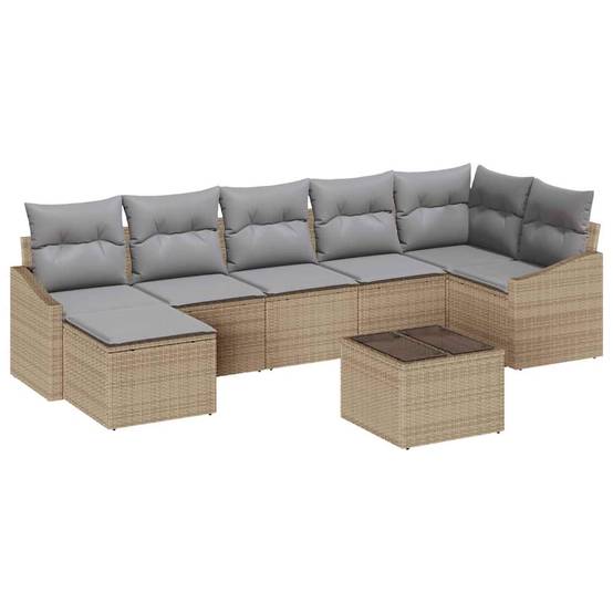 ComfortXL - Salon de Jardin 6 Places en Polyrotin avec Table Hauteur Réglable et Rangement Intégré Beige – ComfortXL Outdoor Living - Image 2