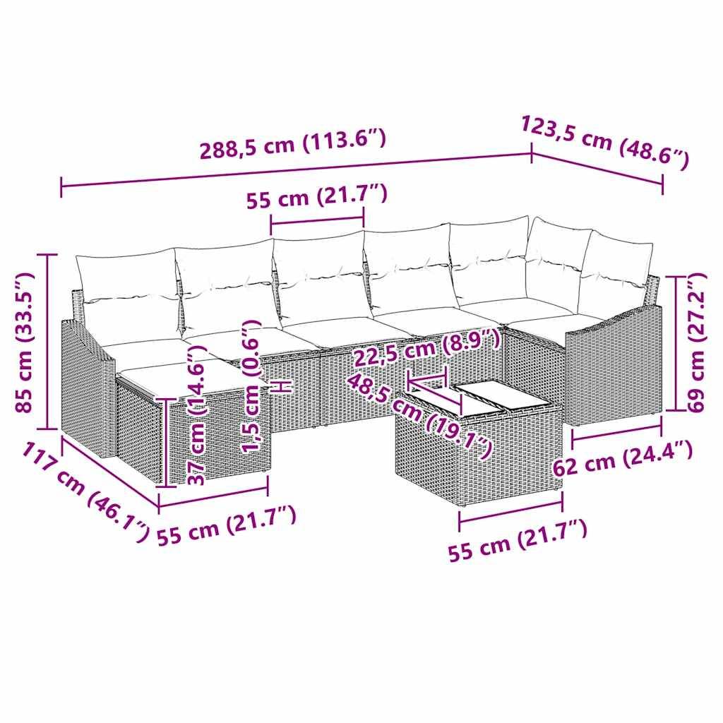 ComfortXL - Salon de Jardin 6 Places en Polyrotin avec Table Hauteur Réglable et Rangement Intégré Beige – ComfortXL Outdoor Living - Image 8