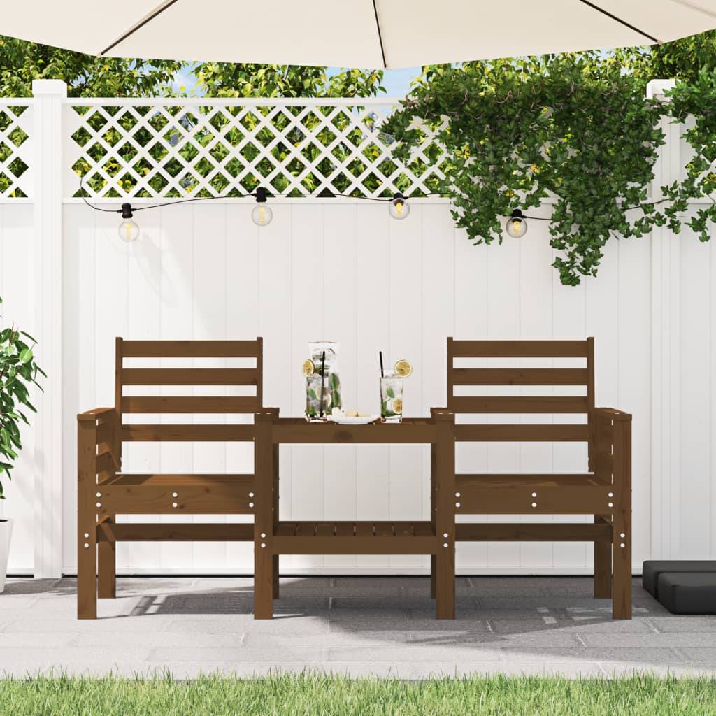 Maison Chic - Banc de jardin - Banc d'extérieur - Banquette avec table 2 places brun miel bois massif de pin-JU13931 - Imagen 2