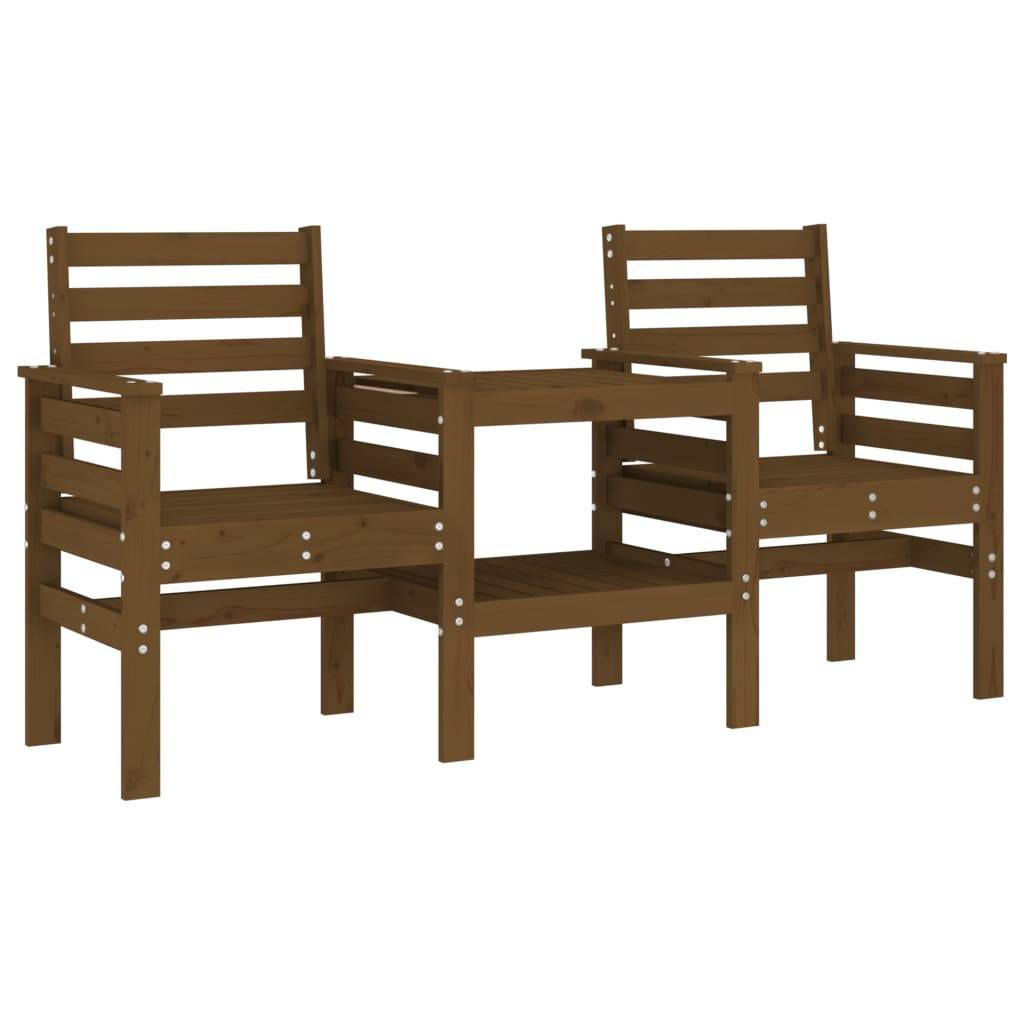 Maison Chic - Banc de jardin - Banc d'extérieur - Banquette avec table 2 places brun miel bois massif de pin-JU13931 - Imagen 1