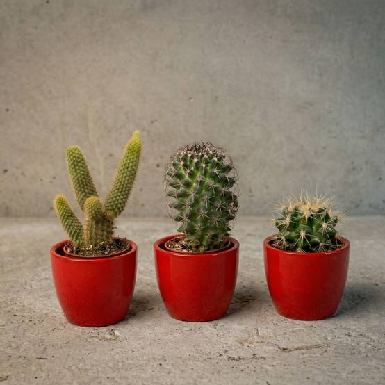 La Green Touch - Cactussen Set de 3 Avec Rouge Mini - Image 1