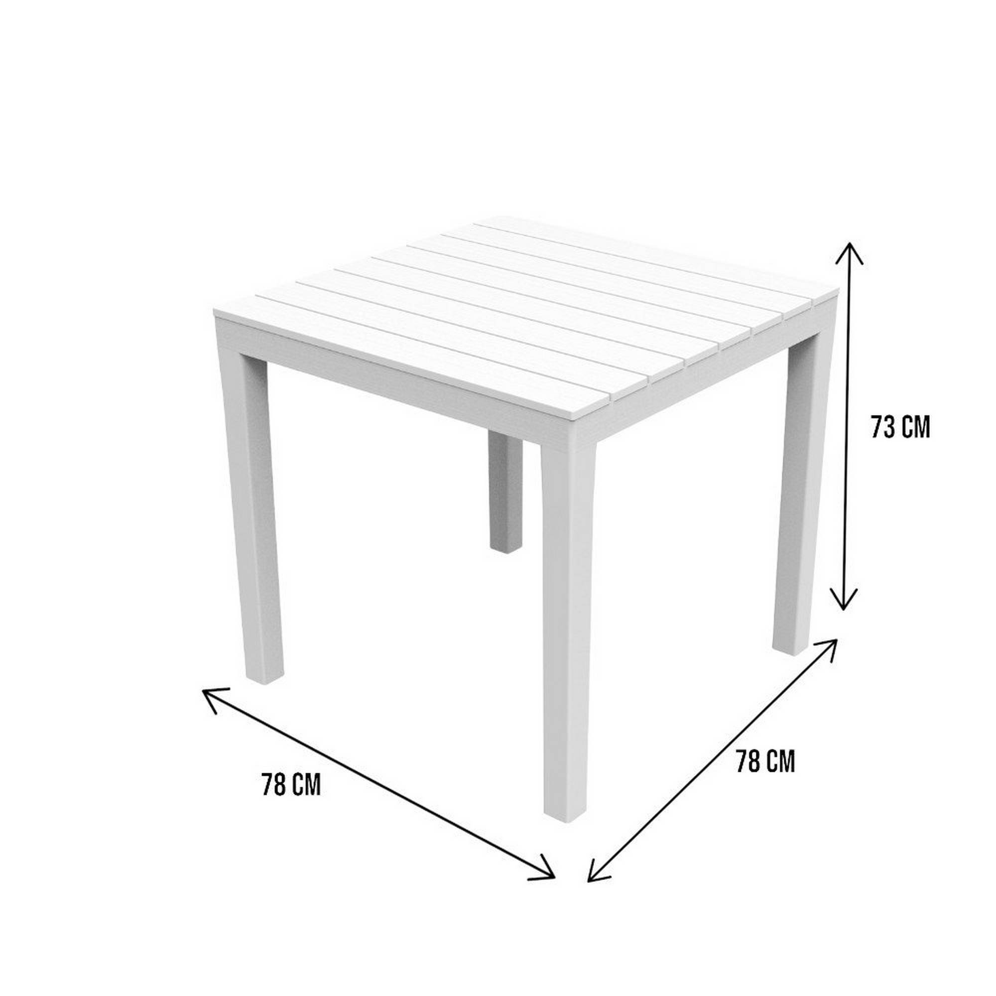 Dmora - Table d'extérieur Vicenza, Etagère de jardin carrée, Table fixe intérieure et extérieure, 100% Made in Italy, 78x78h72 cm, Blanc - Dmora - Imagen 3