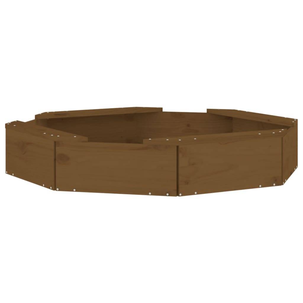 Bac à sable - Maison de jeu pour enfants avec sièges marron miel octogone bois de pin massif-JU12102 - Image 6