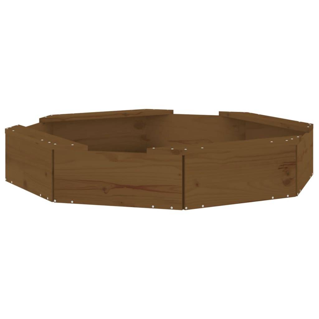 Bac à sable - Maison de jeu pour enfants avec sièges marron miel octogone bois de pin massif-JU12102 - Image 1
