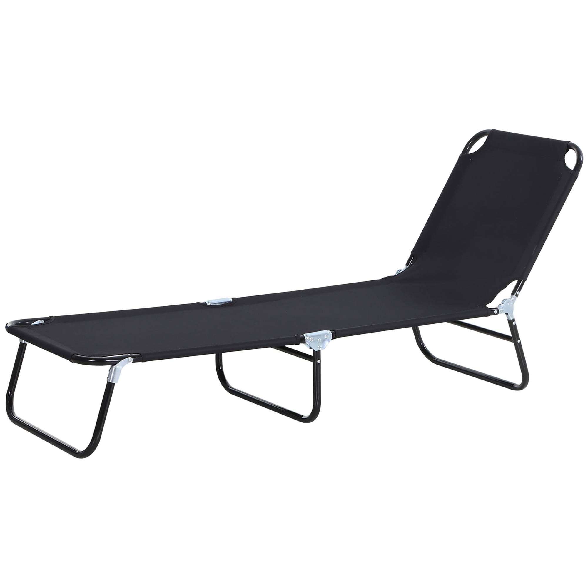 Transat pliable noir 5 positions 188x56x28 cm charge 120 kg, chaise longue jardin piscine et réglable - Image 2