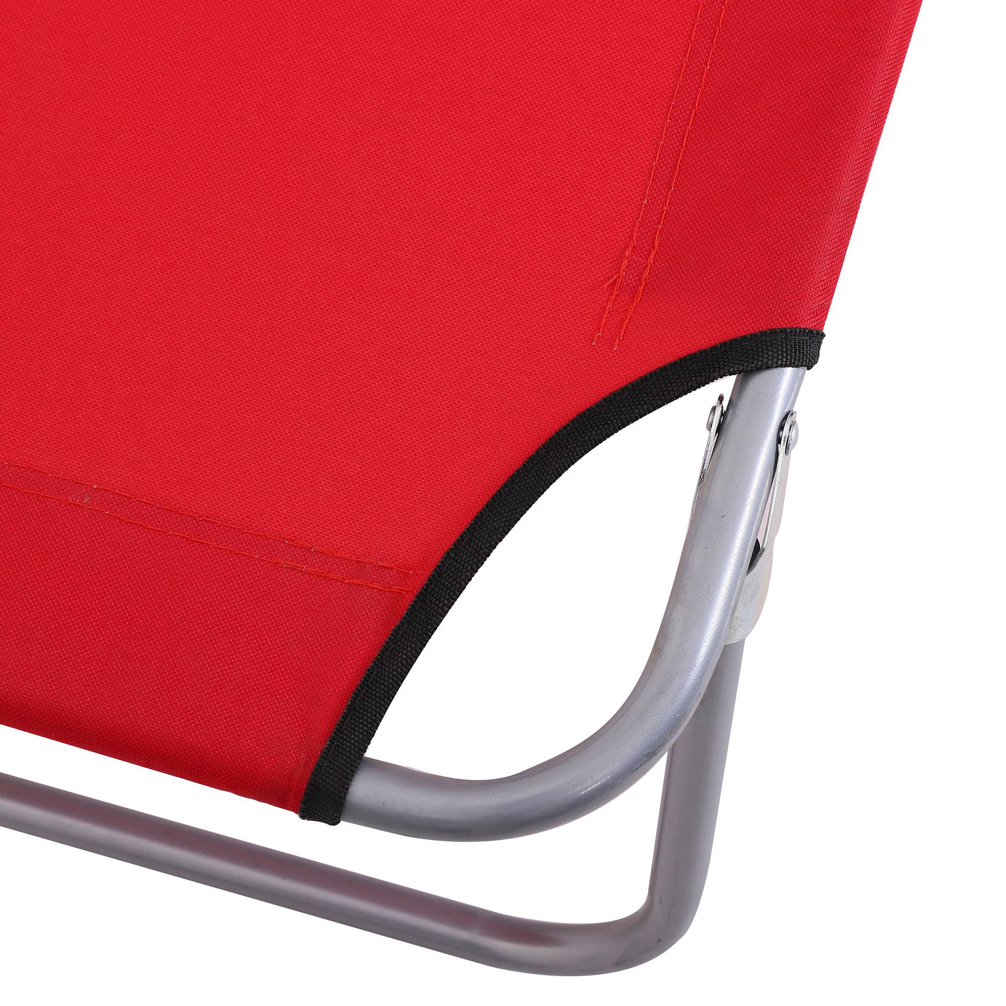 Outsunny - Chaise Longue Pliante 187x58x36 cm Dossier Inclinable Multi-positions Pare-Soleil Réglable Structure Acier Tissu Rouge - Outsunny - Image 9