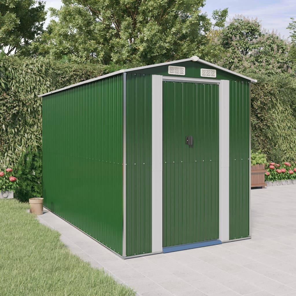 PANGIVO - Abri de jardin avec double porte coulissante - Acier galvanisé - Vert - 192x357x223 cm - Surface au sol 6,85m² - PANGIVO - Image 2