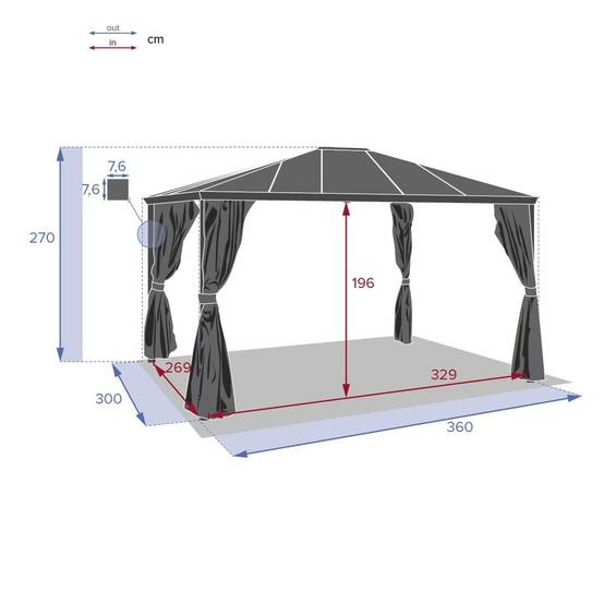 Hesperide - Pergola Belize en aluminium et polycarbonate - L. 360 x 300 cm - Graphite - Hespéride - Image 2