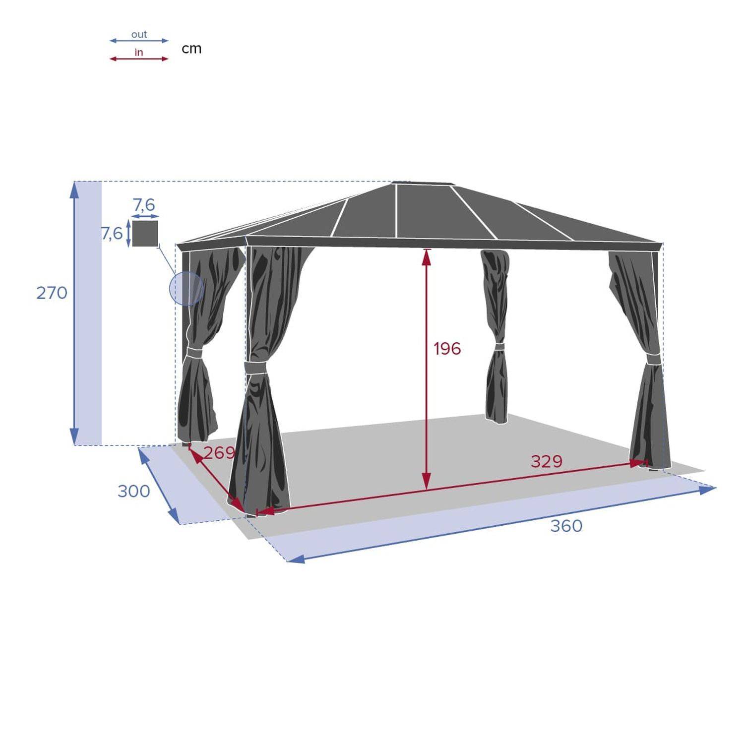 Hesperide - Pergola Belize en aluminium et polycarbonate - L. 360 x 300 cm - Graphite - Hespéride - Image 2