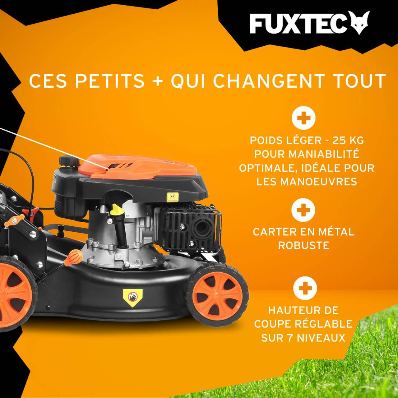 FUXTEC - Tondeuse à gazon thermique poussée FUXTEC FX-RM4346ECO – 42 cm – 146 cm³ – 3,5 CV – Easy Clean - Image 4