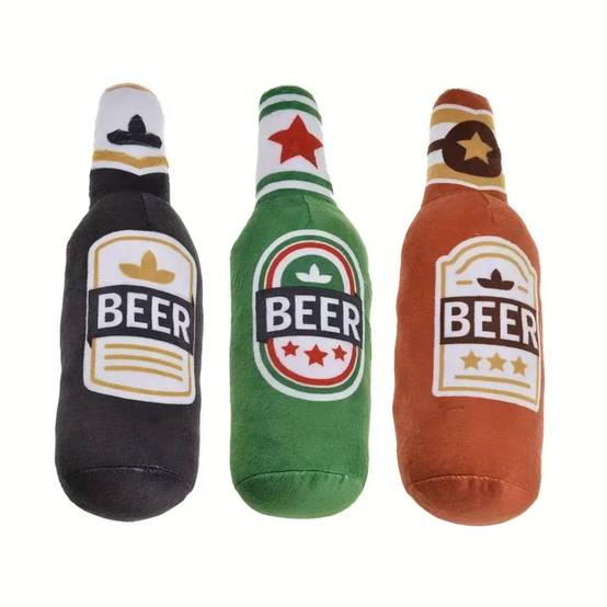 Adrosstoller Jouet couineur en forme de bouteille de bière pour chien et petit chien en peluche - Jouet à mâcher en forme d'IPA Adrosstoller Jouet couineur en forme de bouteille de bière pour chien et petit chien en peluche - Jouet à mâcher en forme d'IPA