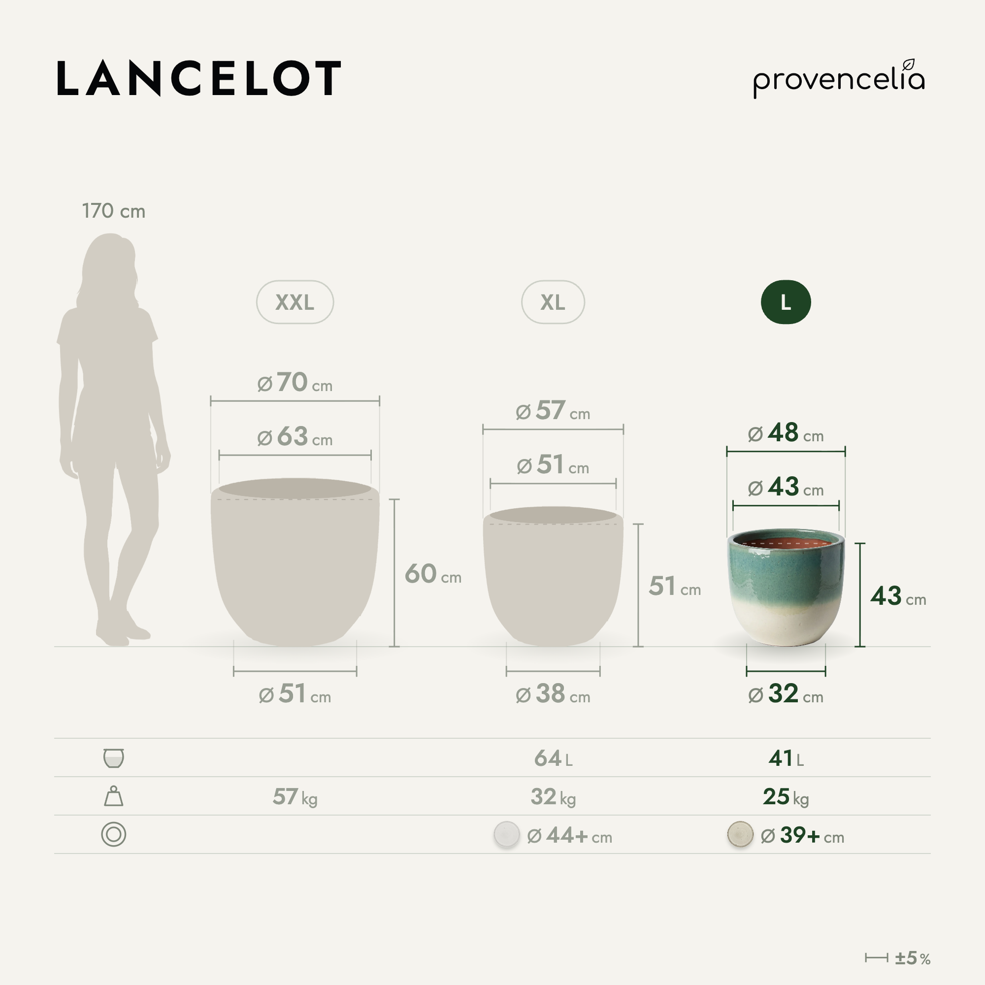 Provencelia - Pot LANCELOT 48x43cm brume d'été - Image 2