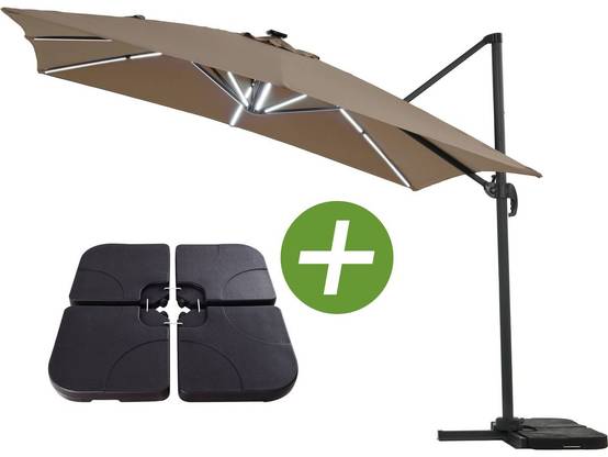 Parasol Jardin Déporté Led "sun 4 Luxe" - 3 X 4 M - Taupe -habitat Et Jardin - Image 1
