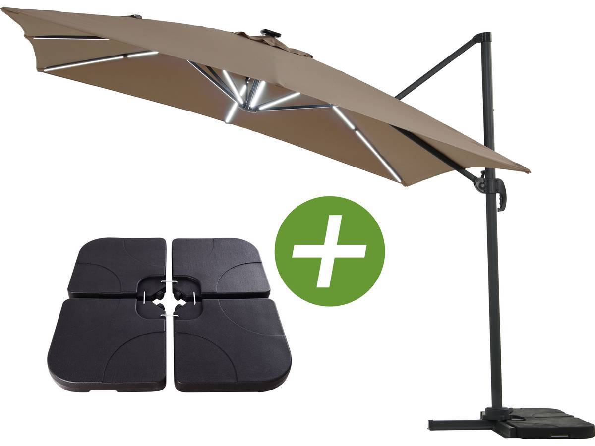 Parasol Jardin Déporté Led "sun 4 Luxe" -  3 X 4 M - Taupe -habitat Et Jardin - Imagen 1