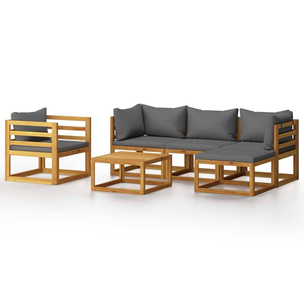 Helloshop26 - Salon de jardin meuble d'extérieur ensemble de mobilier 6 pièces avec coussin bois d'acacia solide - Imagen 2