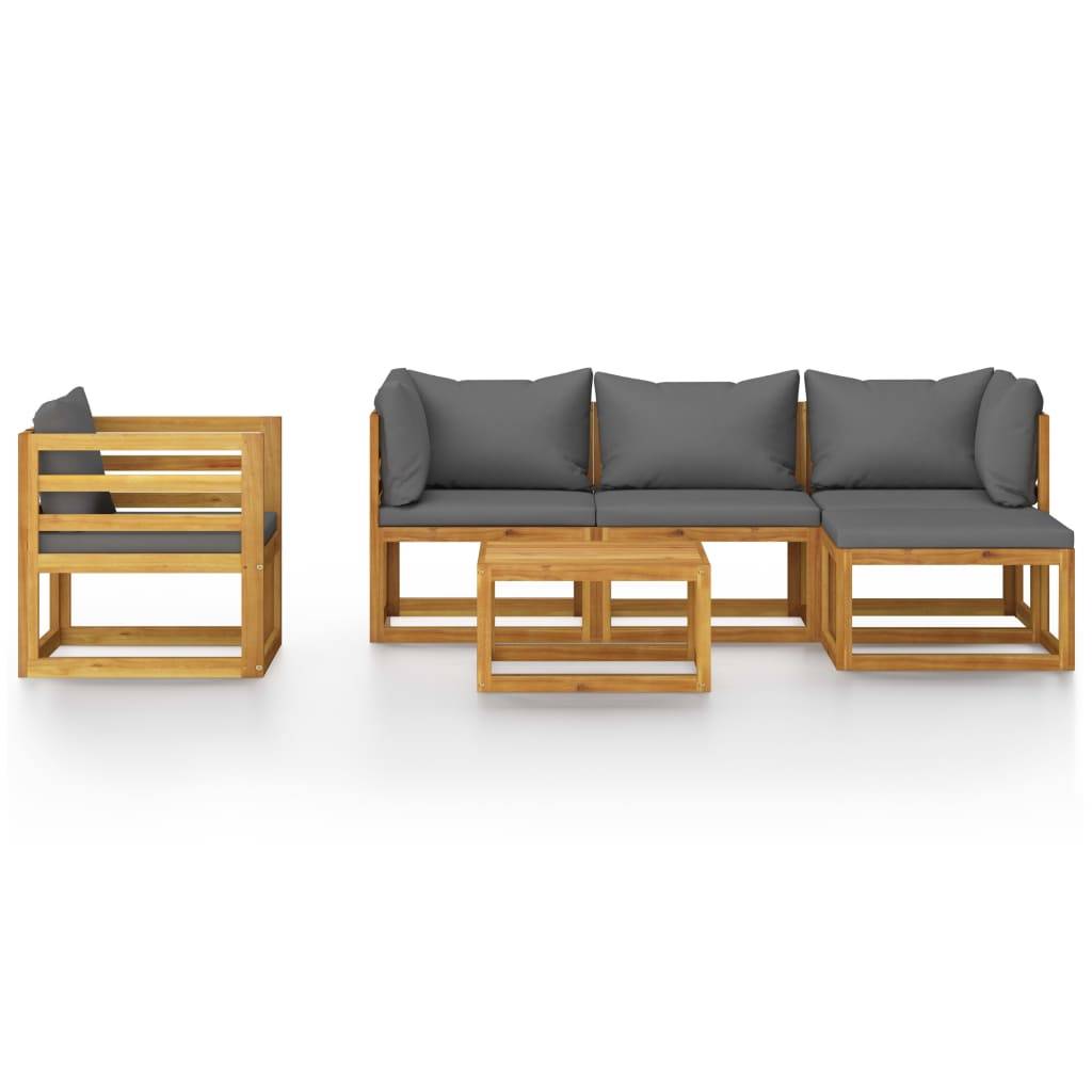 Helloshop26 - Salon de jardin meuble d'extérieur ensemble de mobilier 6 pièces avec coussin bois d'acacia solide - Imagen 1