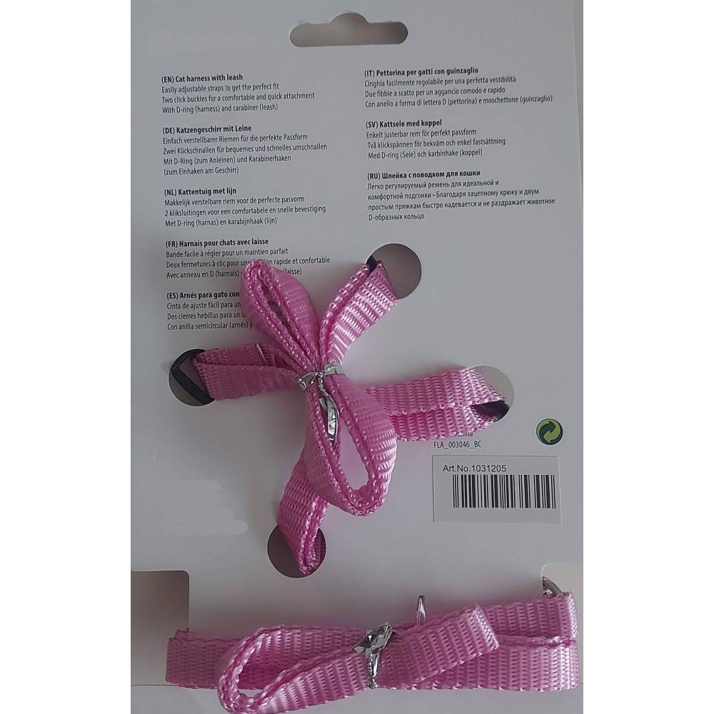 Harnais et laisse de 1,10 mètre couleur rose, pour chat, - Image 4
