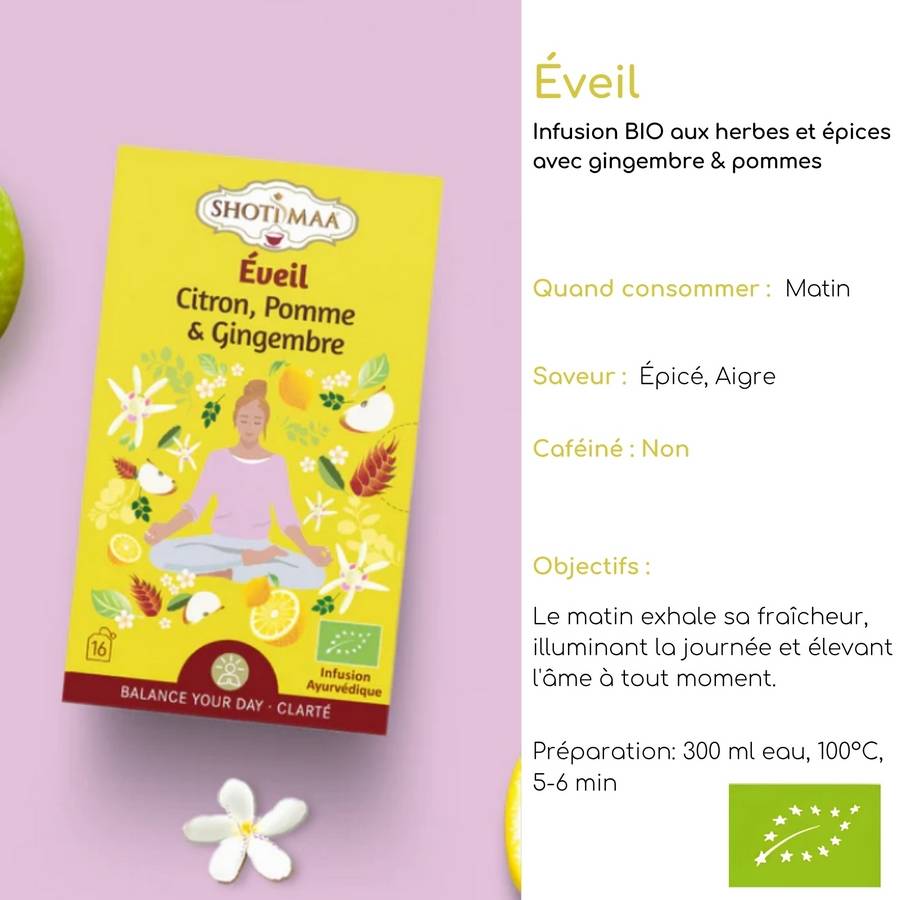 Tisane Bio Éveil Harmonie – Infusions Naturelles pour Harmoniser Vos Journées et Booster Votre Bien-Être - Ingrédients de haute qualité - Image 2