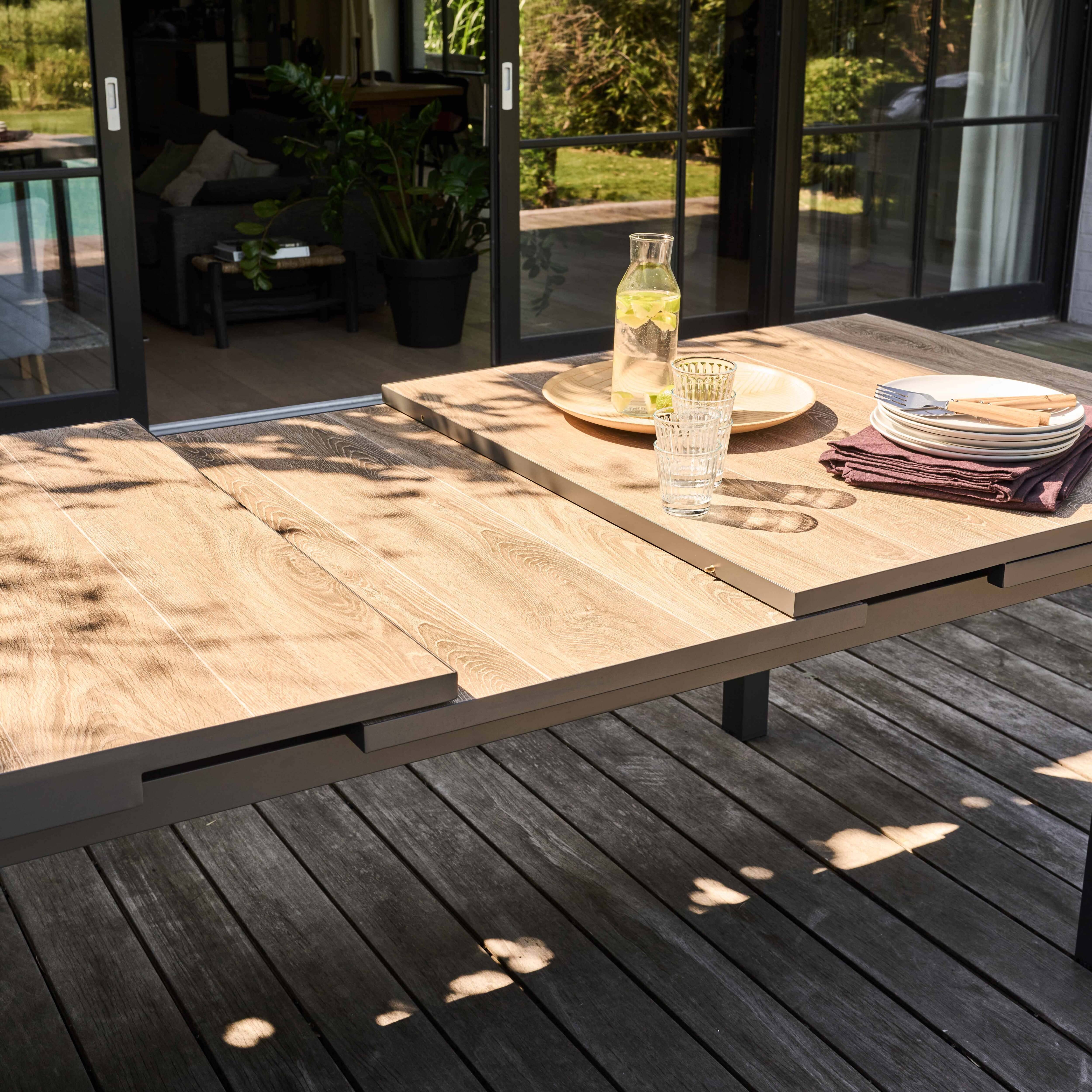 Oviala - Table extensible aluminium et céramique imitation bois Tivoli - Oviala - Imagen 5