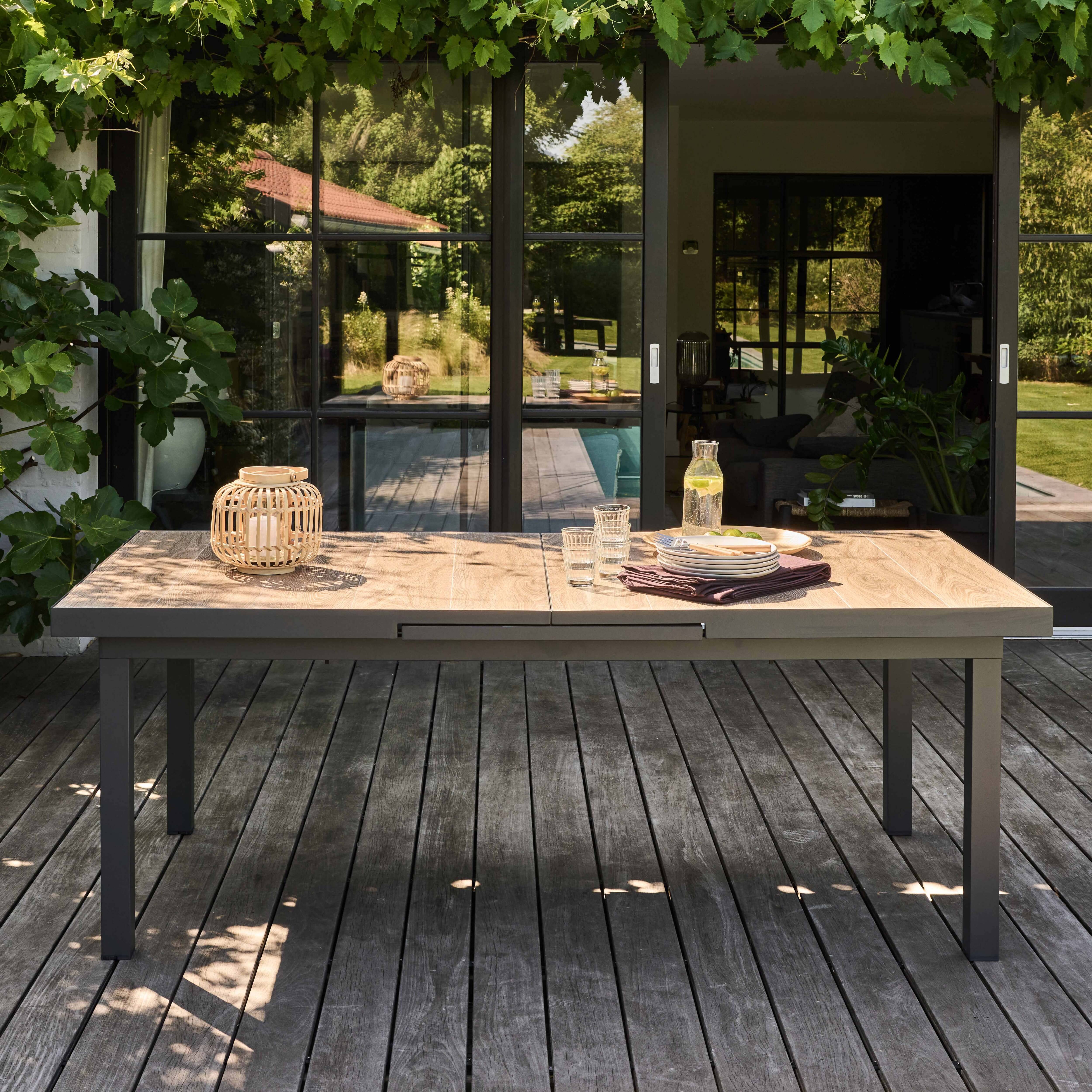 Oviala - Table extensible aluminium et céramique imitation bois Tivoli - Oviala - Imagen 3