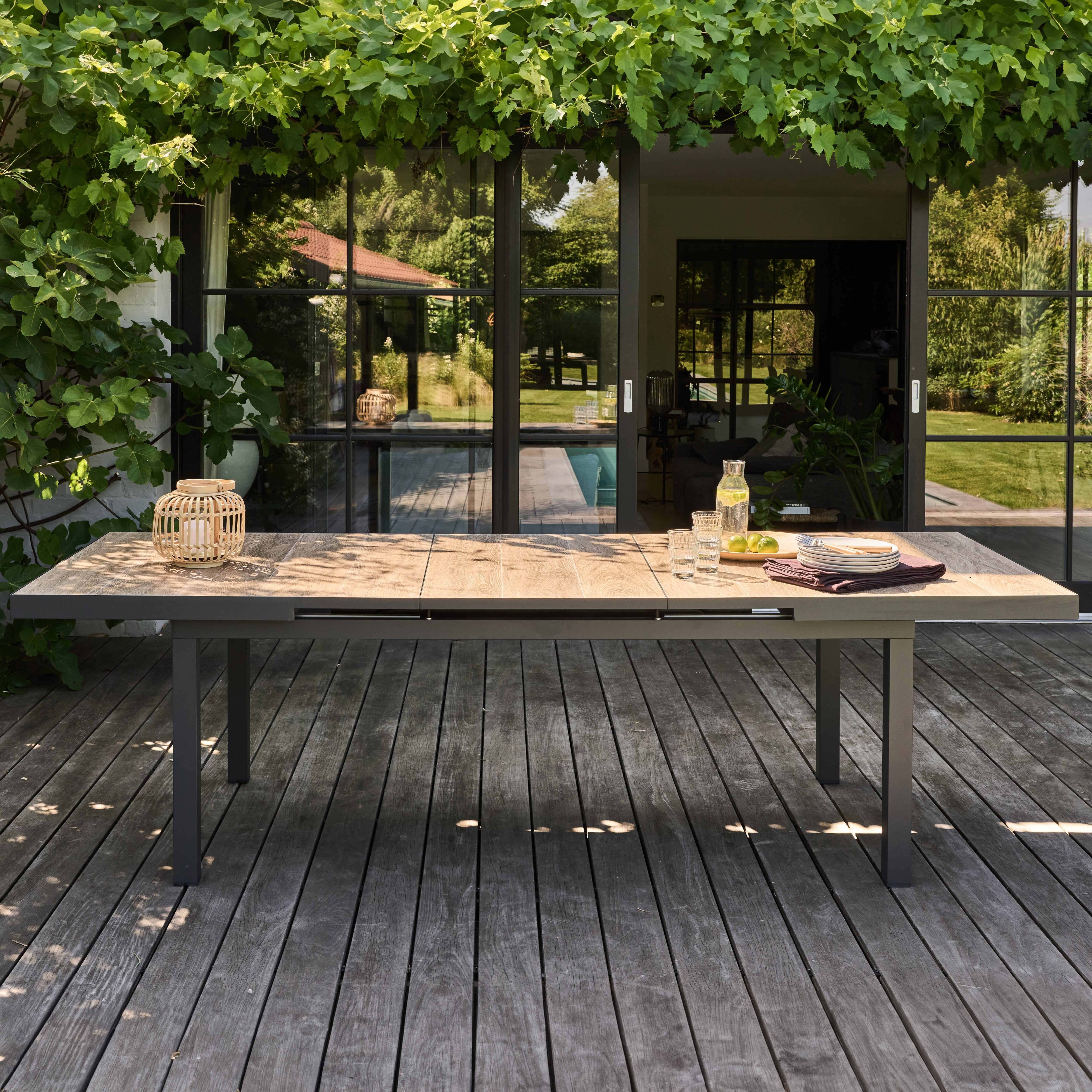 Oviala - Table extensible aluminium et céramique imitation bois Tivoli - Oviala - Imagen 2