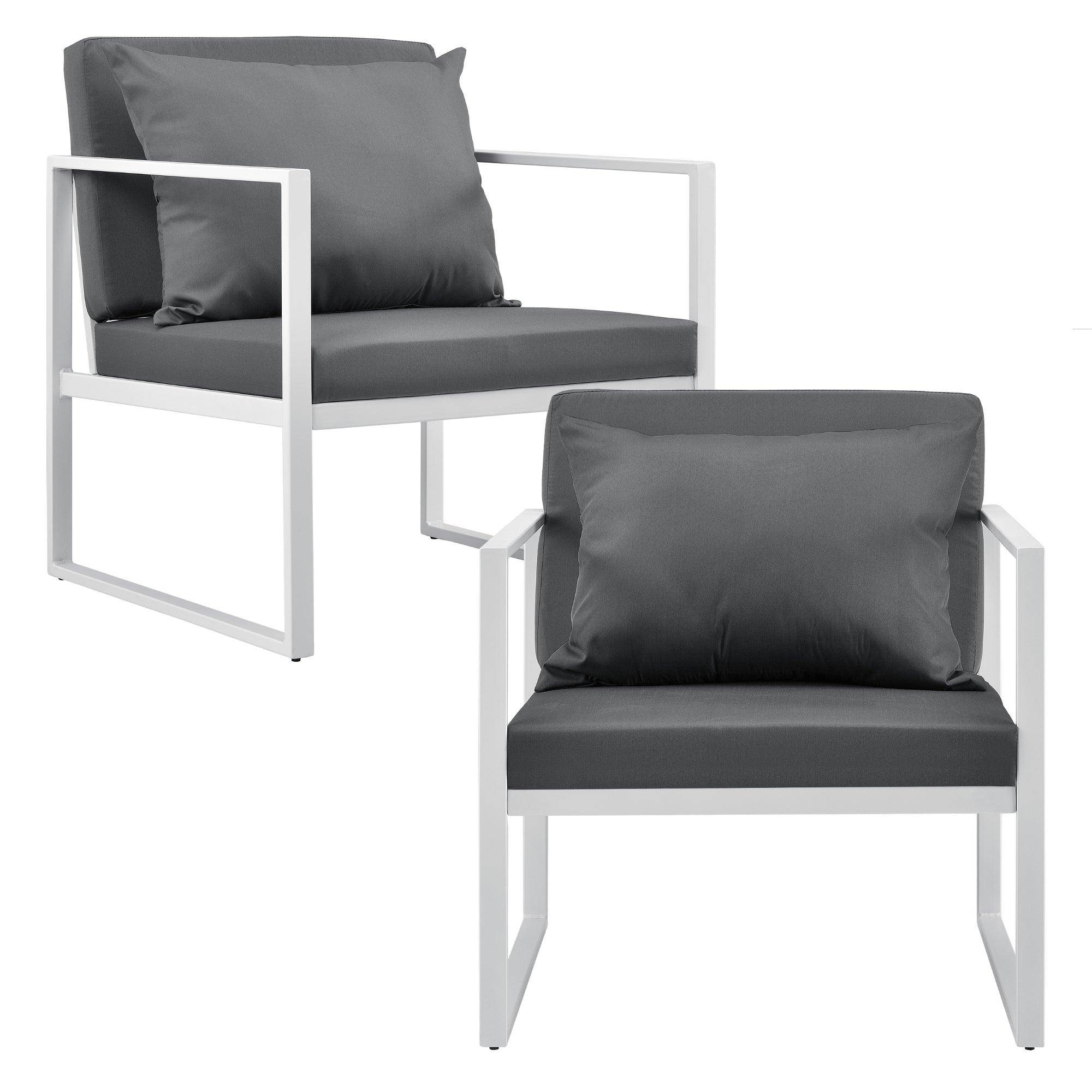 Helloshop26 - 2 x chaises extérieures robustes avec coussins confortables blanc 70 x 60 x 60 cm - Imagen 1