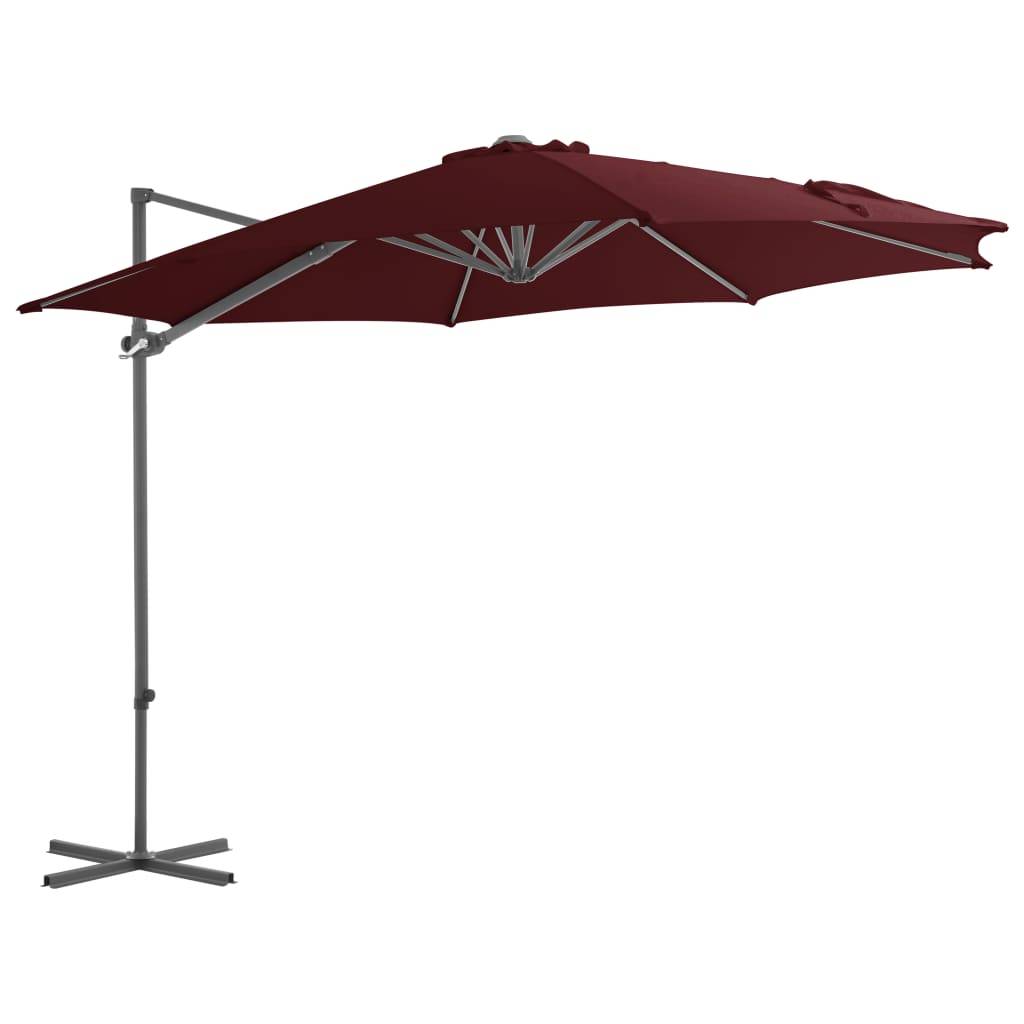 Helloshop26 - Parasol d'extérieur déporté avec mât en acier 300 cm rouge bordeaux - Imagen 1