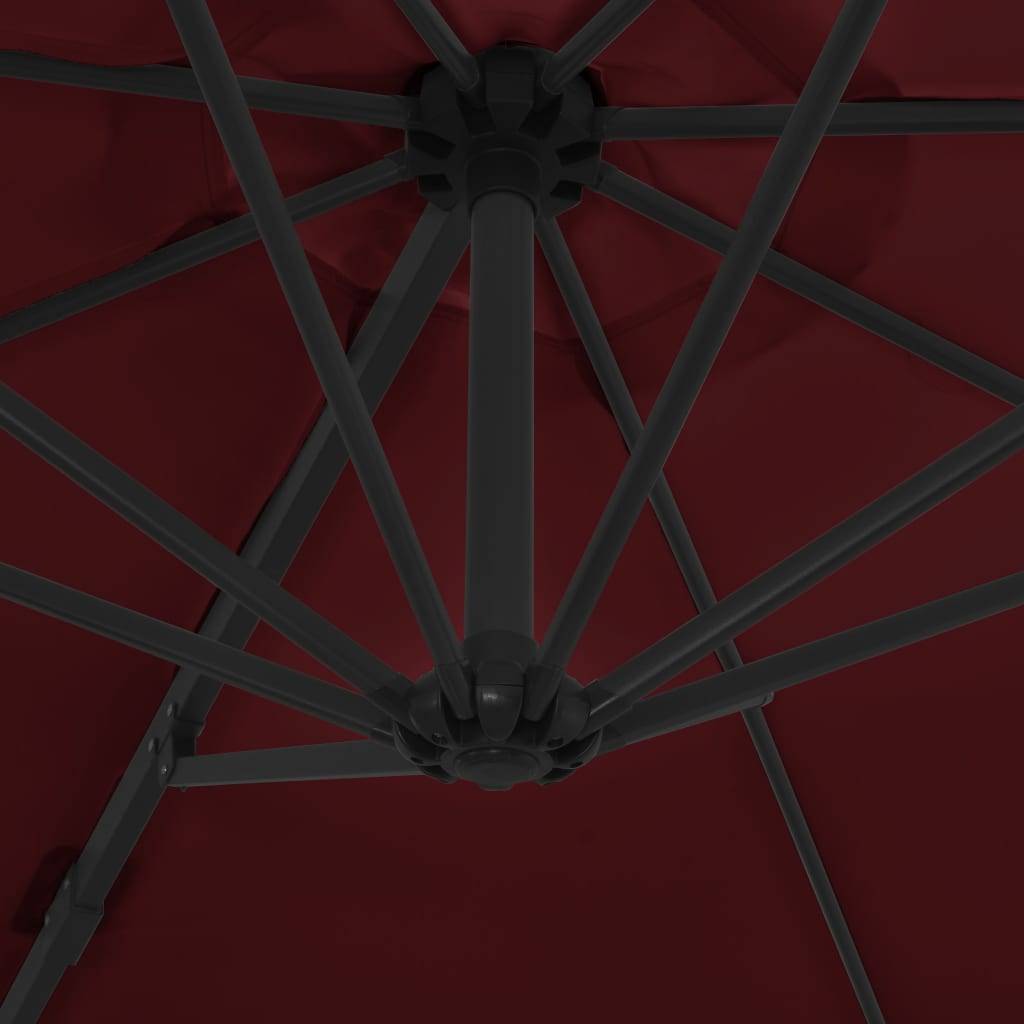 Helloshop26 - Parasol d'extérieur déporté avec mât en acier 300 cm rouge bordeaux - Imagen 6