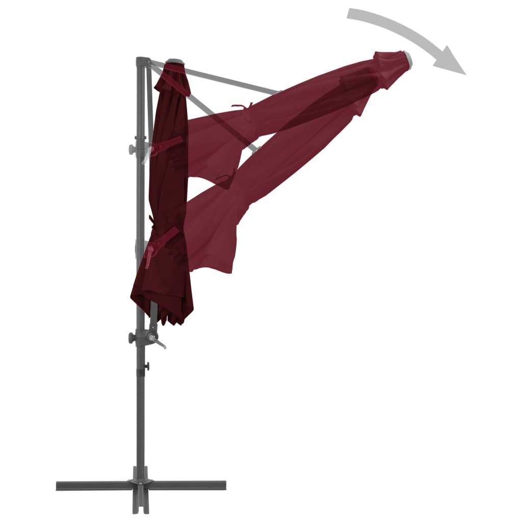 Helloshop26 - Parasol d'extérieur déporté avec mât en acier 300 cm rouge bordeaux - Imagen 5
