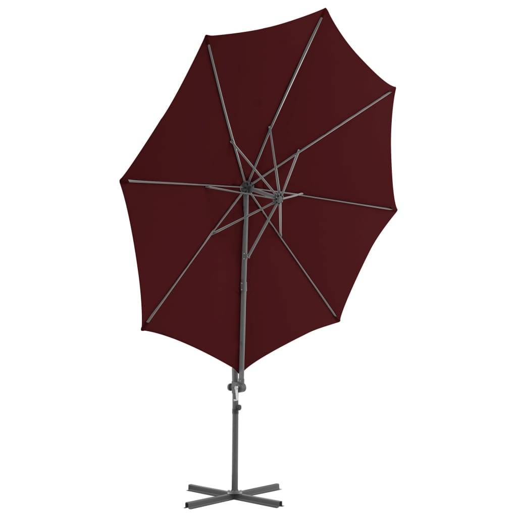 Helloshop26 - Parasol d'extérieur déporté avec mât en acier 300 cm rouge bordeaux - Imagen 3
