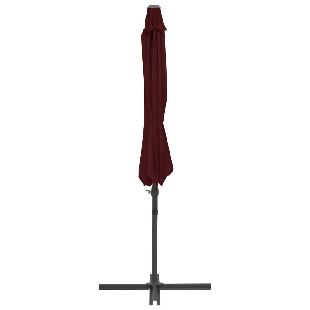 Helloshop26 - Parasol d'extérieur déporté avec mât en acier 300 cm rouge bordeaux - Imagen 4