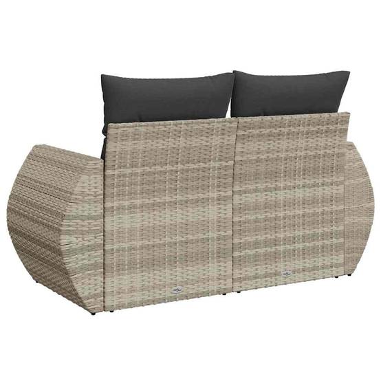 Canapé de jardin | Canapé D'extérieur | Sofa De Jardin 2 places et coussins gris clair résine tressée Maison Chic - Image 6