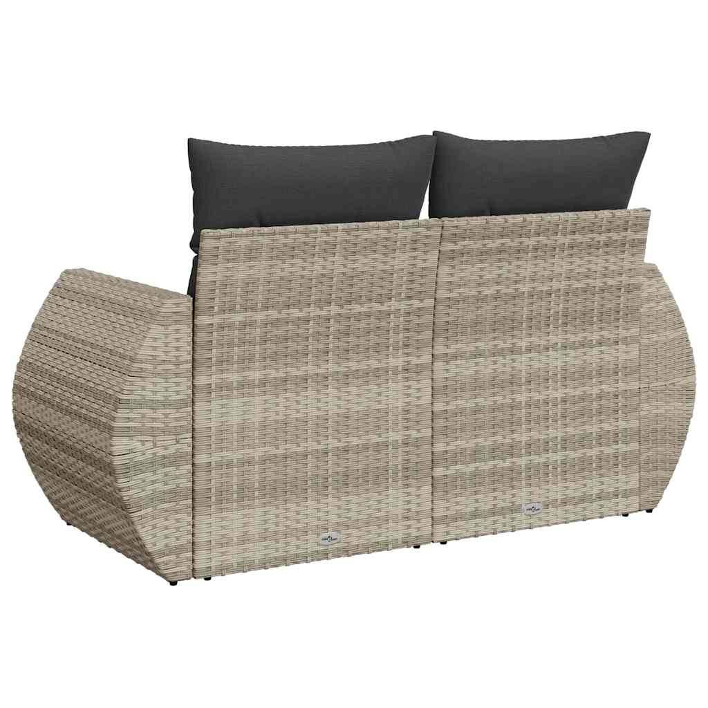 Canapé de jardin | Canapé D'extérieur | Sofa De Jardin 2 places et coussins gris clair résine tressée Maison Chic - Image 6