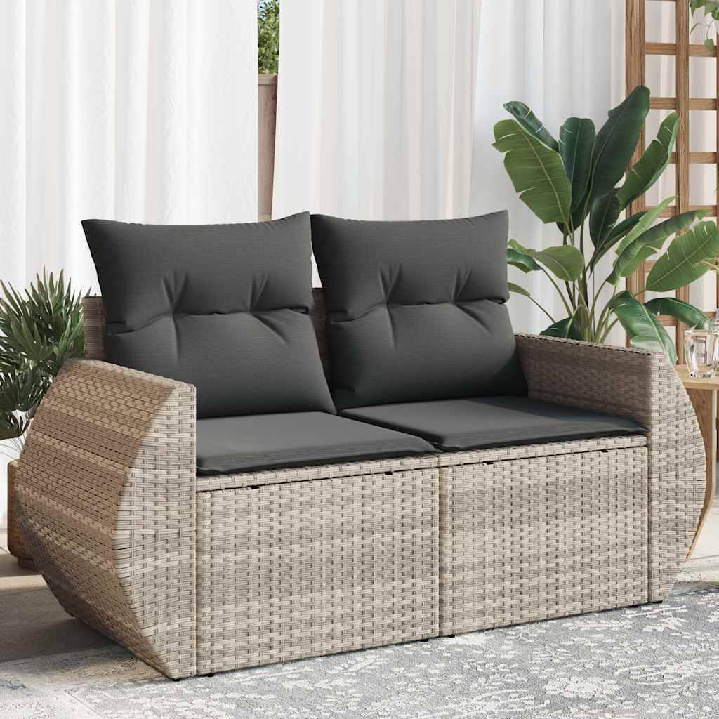 Canapé de jardin | Canapé D'extérieur | Sofa De Jardin 2 places et coussins gris clair résine tressée Maison Chic - Image 2
