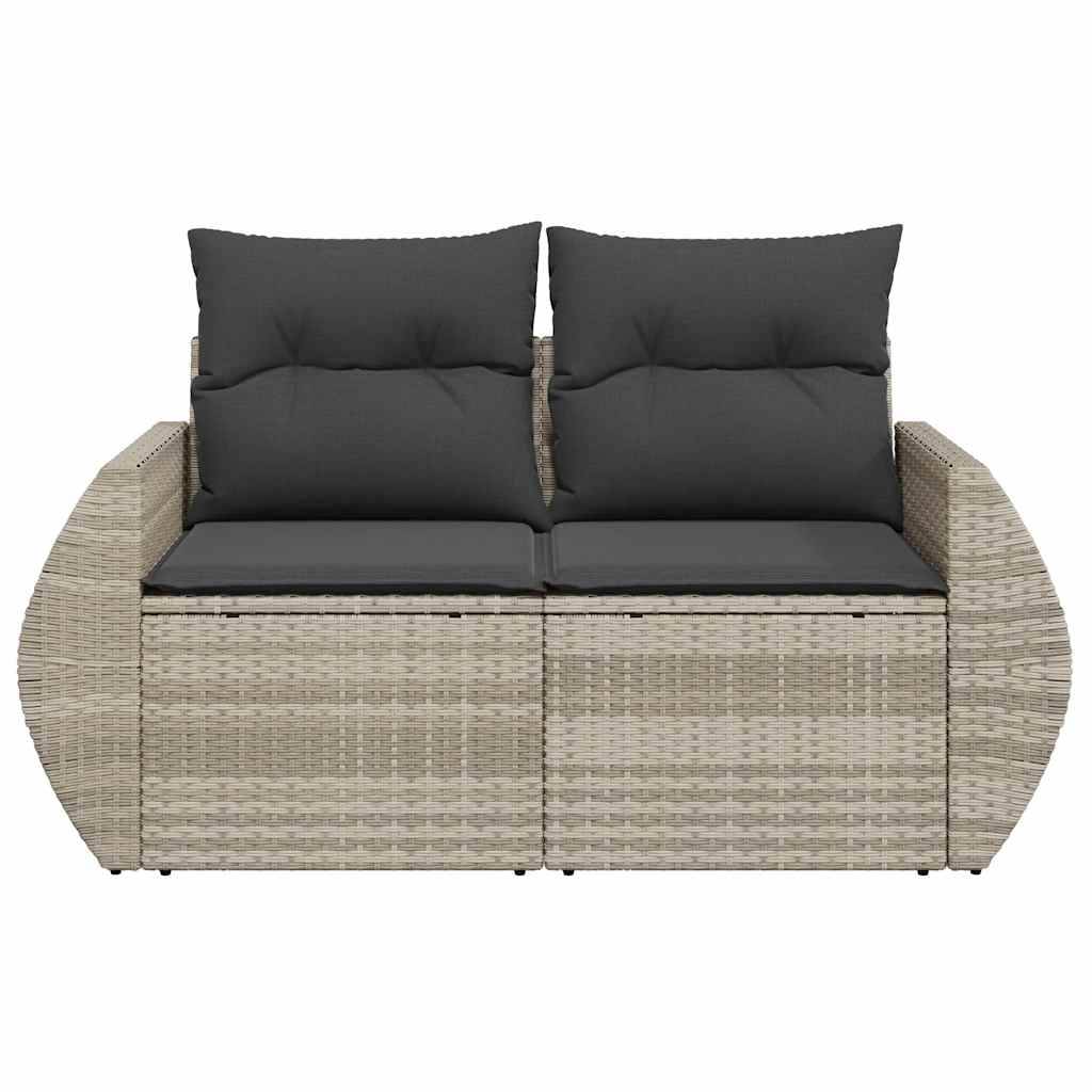 Canapé de jardin | Canapé D'extérieur | Sofa De Jardin 2 places et coussins gris clair résine tressée Maison Chic - Image 4