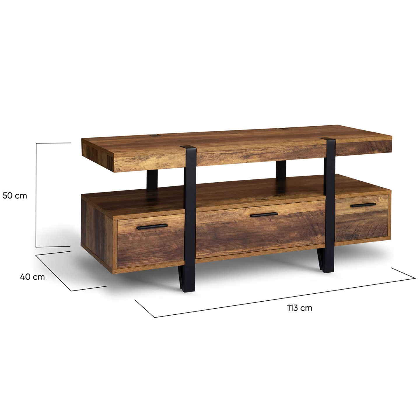 Meuble TV 113 cm AUSTRIA avec tiroirs bois pieds épingle - Image 6