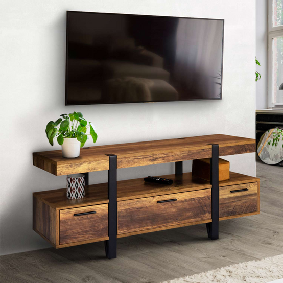 Meuble TV 113 cm AUSTRIA avec tiroirs bois pieds épingle - Image 1