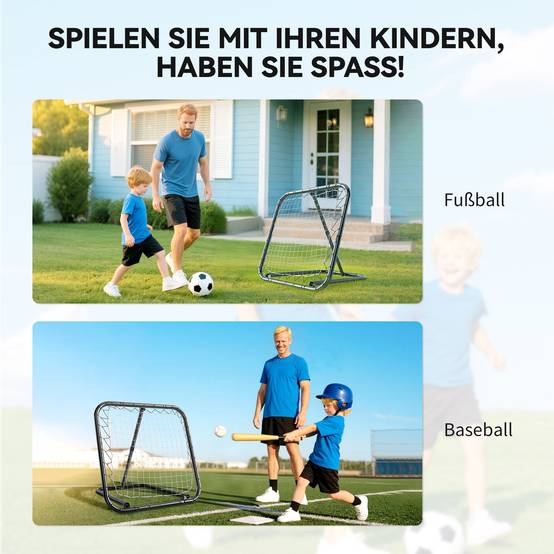 Mur de rebond football 78x84 cm, réglable 5 positions, portable avec piquets, entraînement jeunes, blanc - Image 9