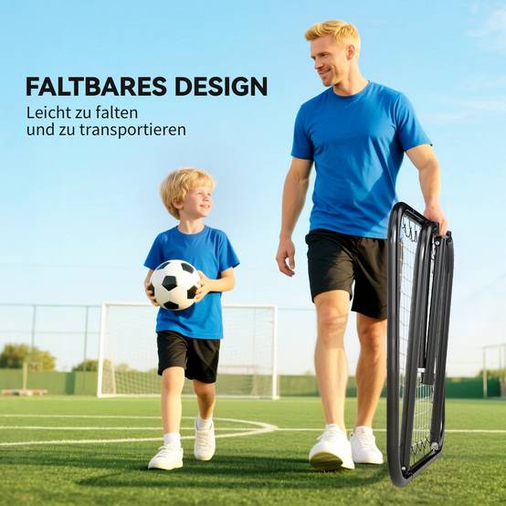 Mur de rebond football 78x84 cm, réglable 5 positions, portable avec piquets, entraînement jeunes, blanc - Image 7