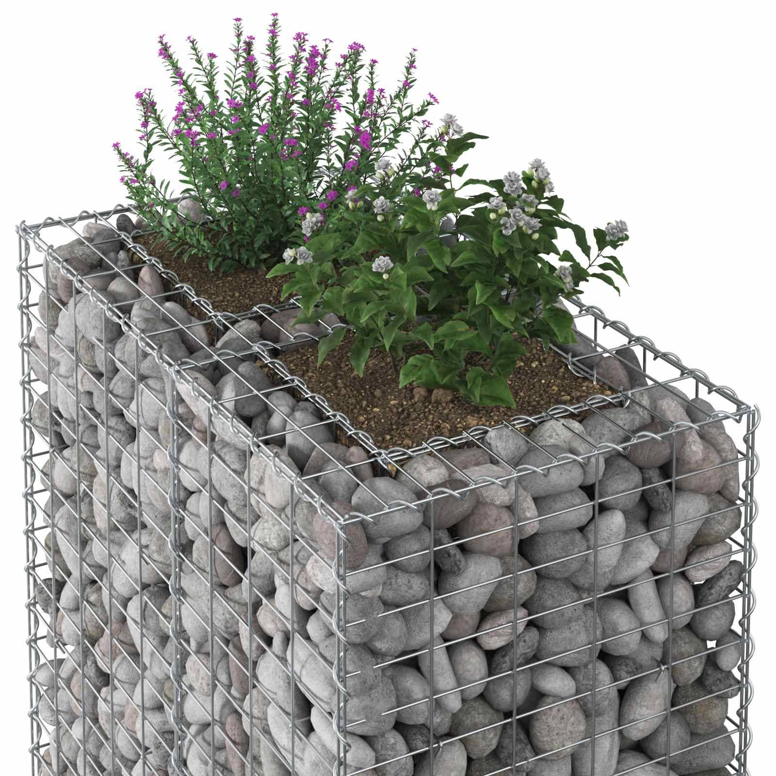 Lit surélevé gabion Acier galvanisé Argenté 90 x 50 x 80 cm - PANGIVO - Image 4