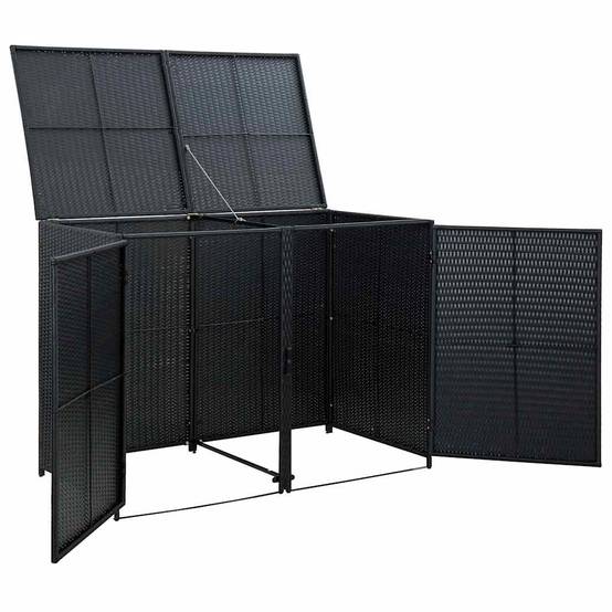 Abri pour poubelle résine tressée noir 148 x 80 x 111 cm - PANGIVO - Image 6