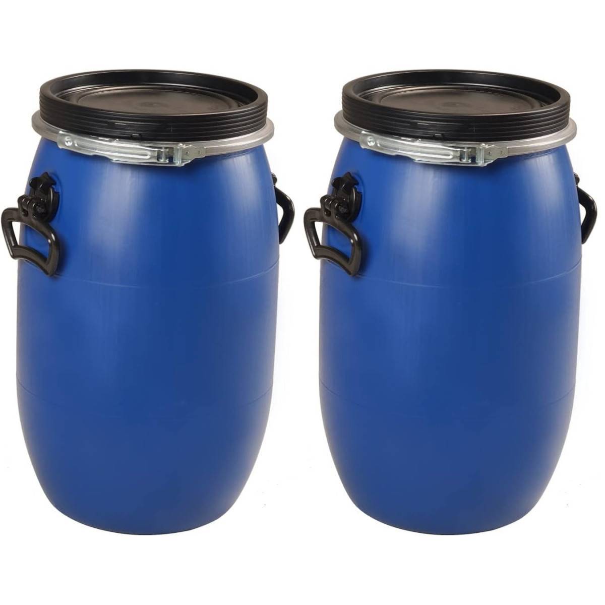 Multitanks - Lot de 2 fûts de 30L PEHD à ouverture totale pour produits chimiques et alimentaires