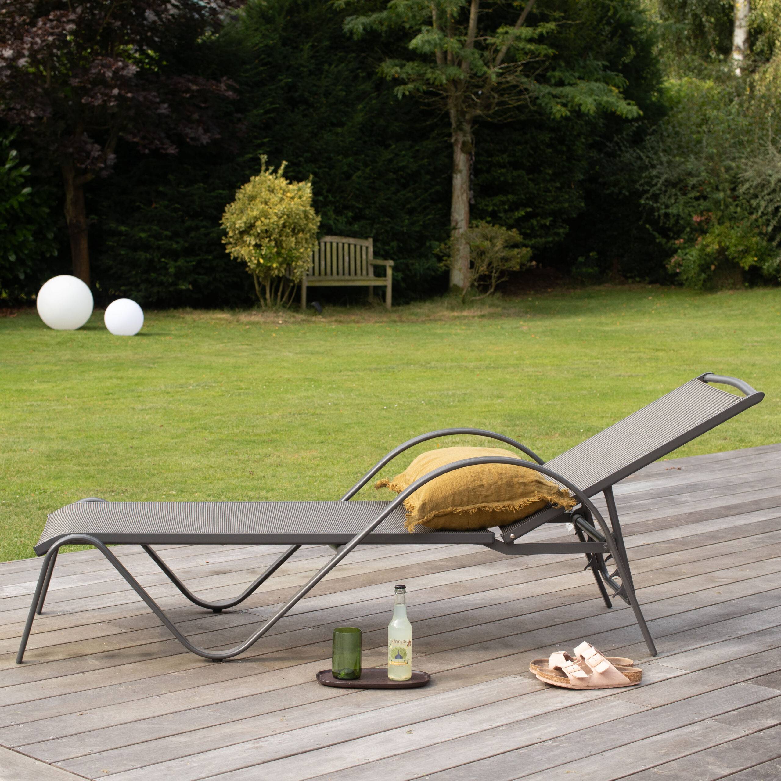Wilsa Garden - Bain de soleil gris en aluminium multipositions SUNSET - Imagen 1