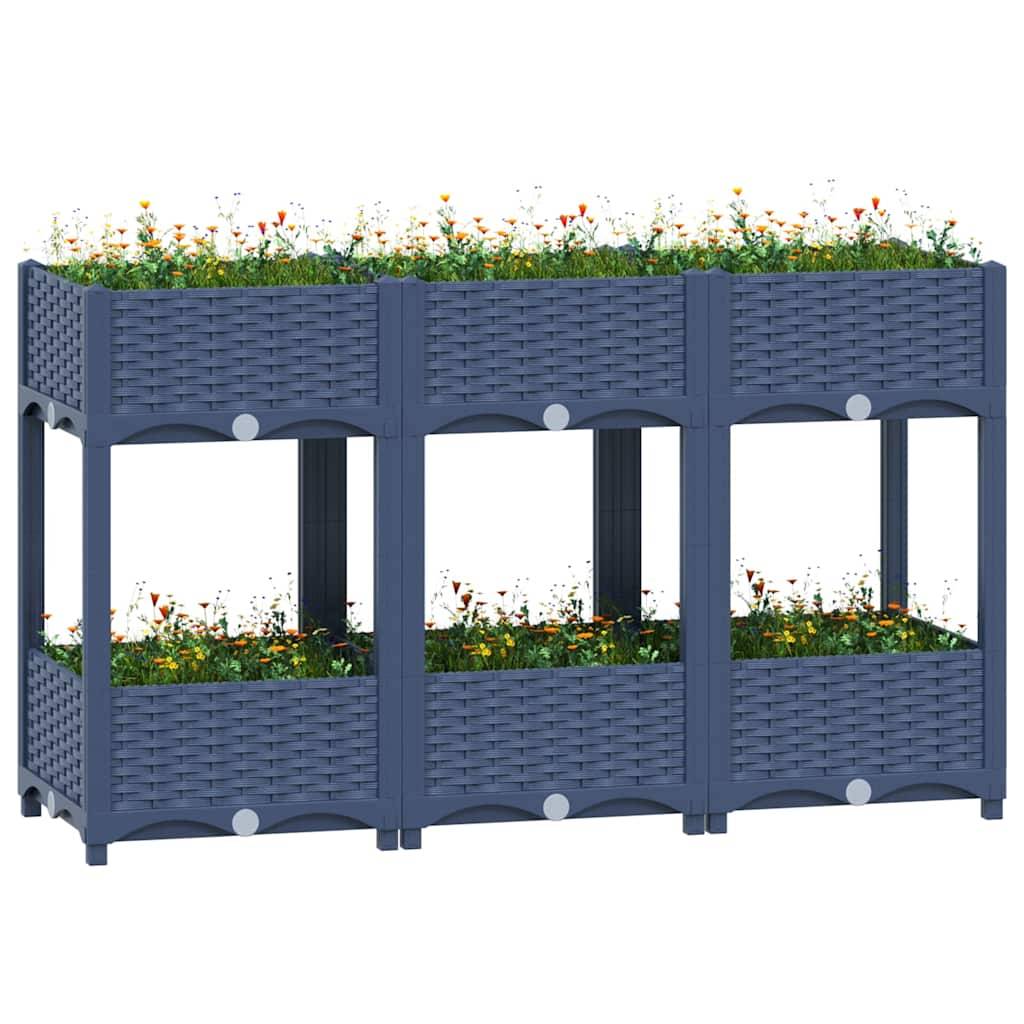 ComfortXL - Carré potager sur pieds 120x40cm polypropylène avec étagère pour terrasse Gris – ComfortXL Outdoor Living - Image 1