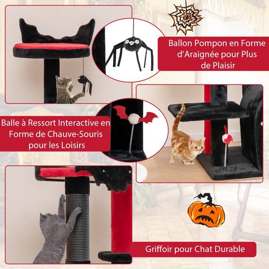 Arbre à Chat Gothique Tour à Chat de 134cm de Haut avec Lit Centre d'Activités à 6 Niveaux - Image 7